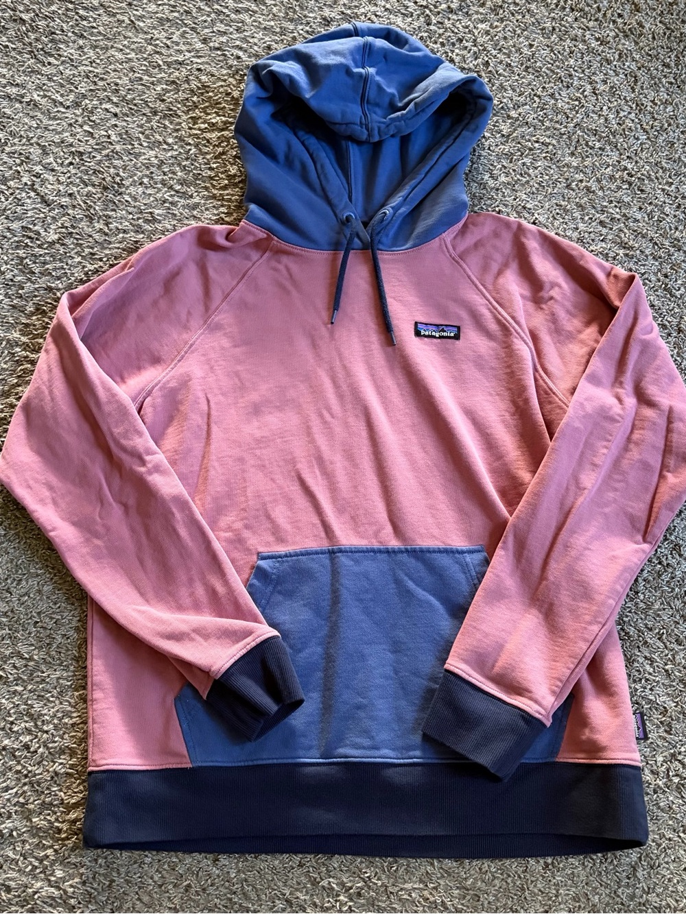 Patagonia Hoodie Womens Large Star Pink P-6 Label Organic Cotton Hoodie Pullover
